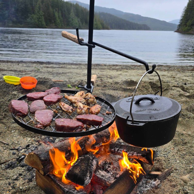 Adjustable Camping Grill, Steel Cook Stand with Pot Holder for Open Fire Cooking - Image 2