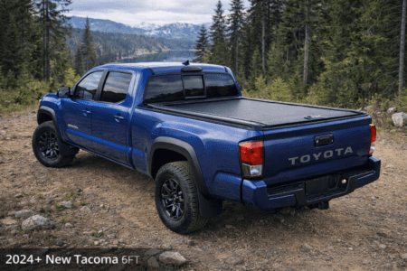 2024 + TOYOTA Tacoma 5FT – Manual Retractable Tonneau Cover Adaptable with Racks