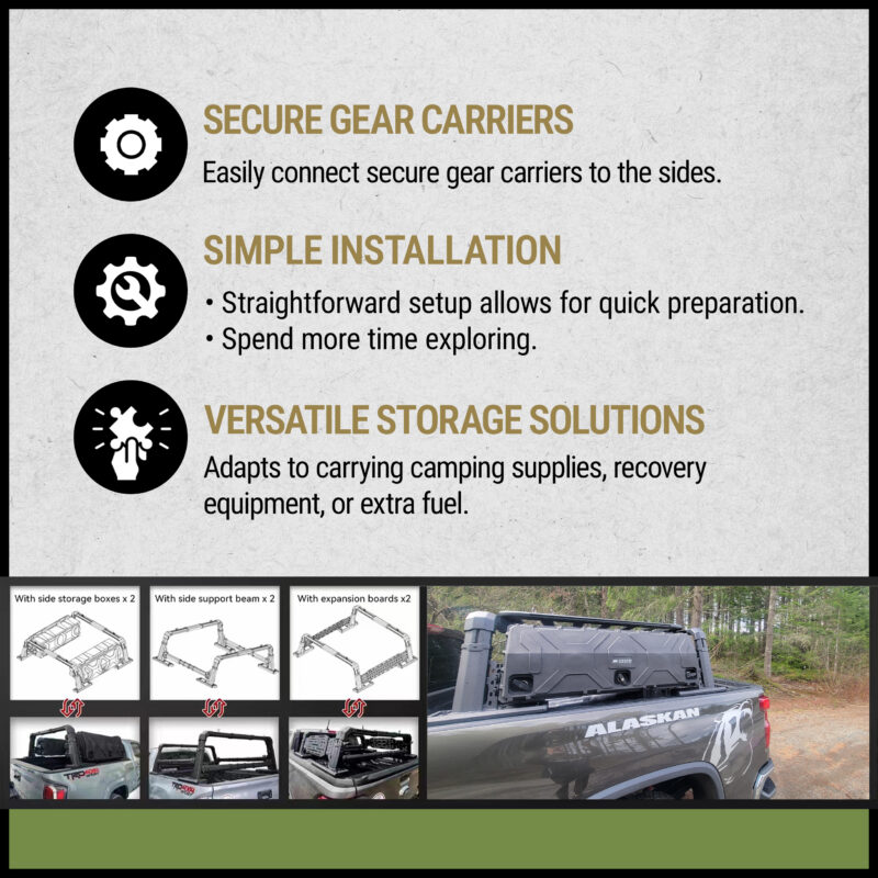 Overland Pod Truck Bed Rack System (square bar ends) Large Storage ...