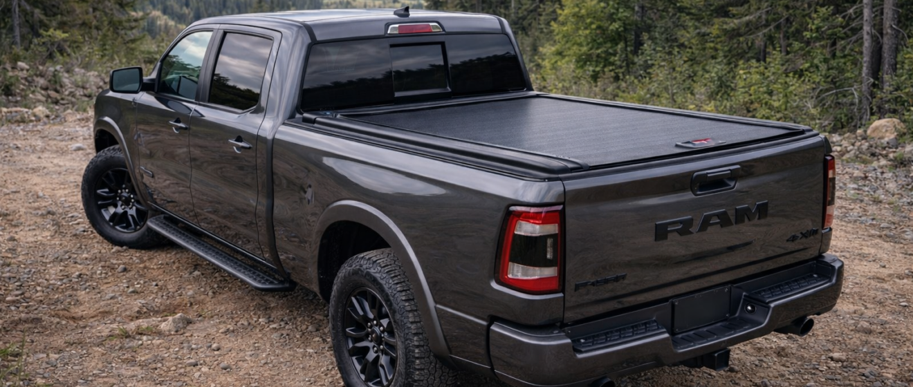 Retractable tonneau cover on pickup truck bed Canada