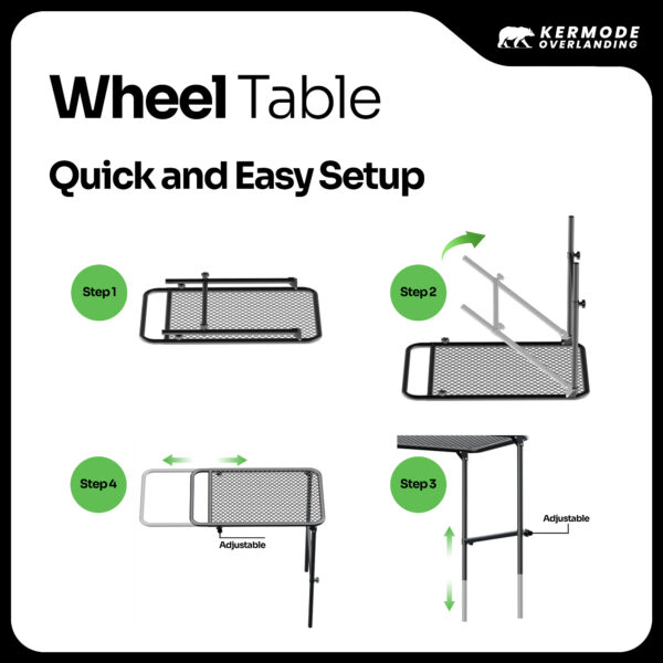 Wheel Table Kit Wheel-Mounted Camping Table – Portable Overland Setup for Trucks, Vans ...